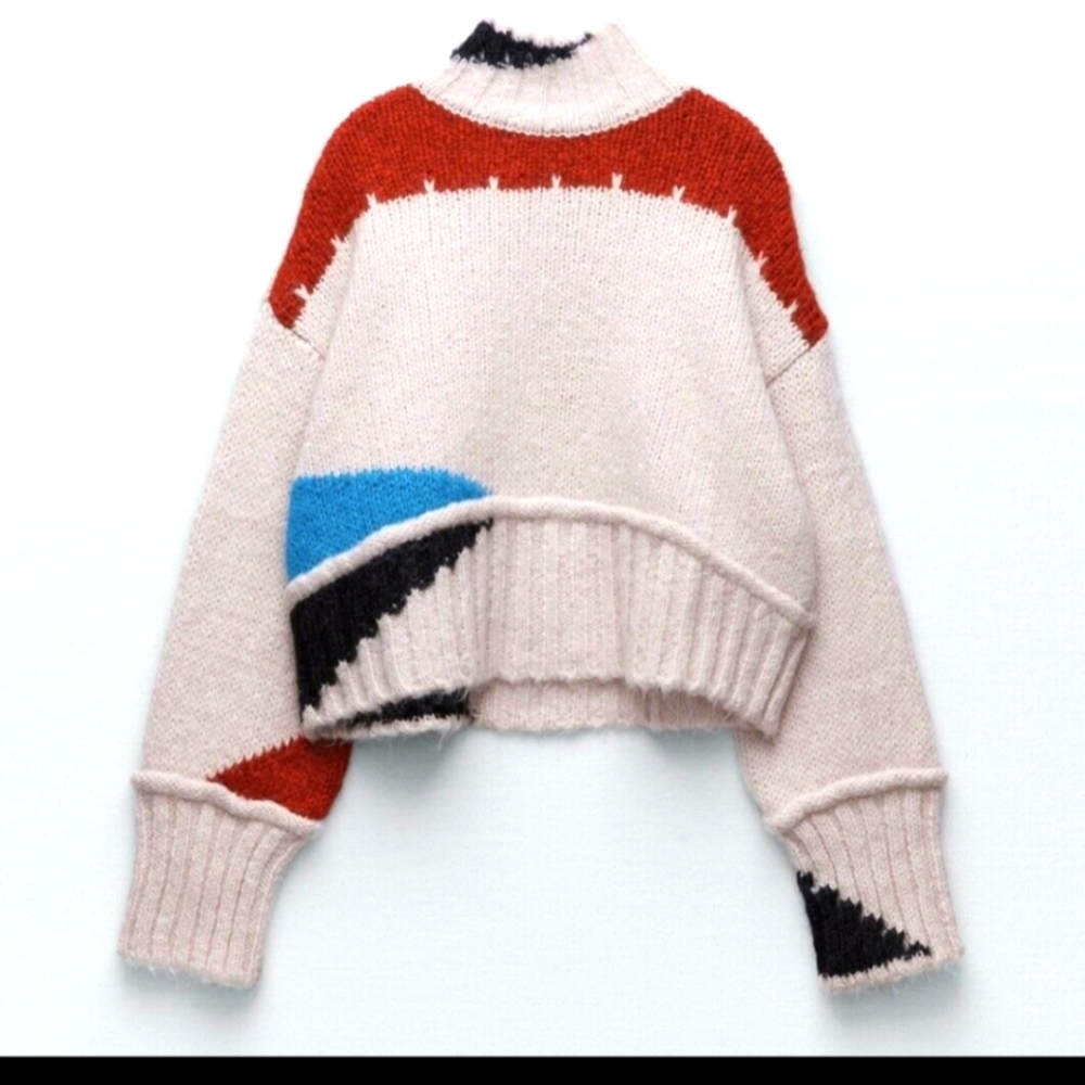 Zara Colorblock Pink Sweater